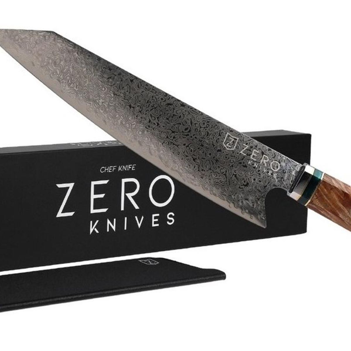 ZERO KNIVES - Cuchillo Kiritsuke 82 - Zero Knives - Epoxy Damascus - Rojo