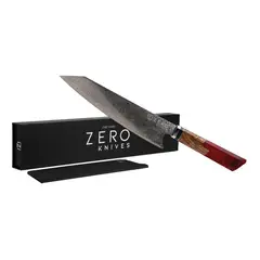 ZERO KNIVES - Cuchillo Kiritsuke 82 - - Epoxy Damascus - Rojo