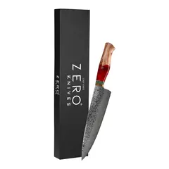 ZERO KNIVES - Cuchillo Acero Damasco 76 - - Vg 10 Pro - Rojo