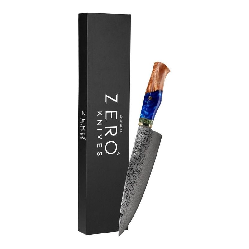ZERO KNIVES - Cuchillo Acero Damasco 76 - Zero Knives - Vg 10 Pro - Azul