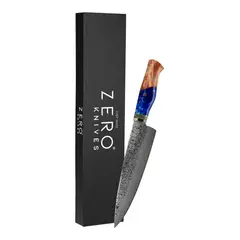 ZERO KNIVES - Cuchillo Acero Damasco 76 - - Vg 10 Pro - Azul