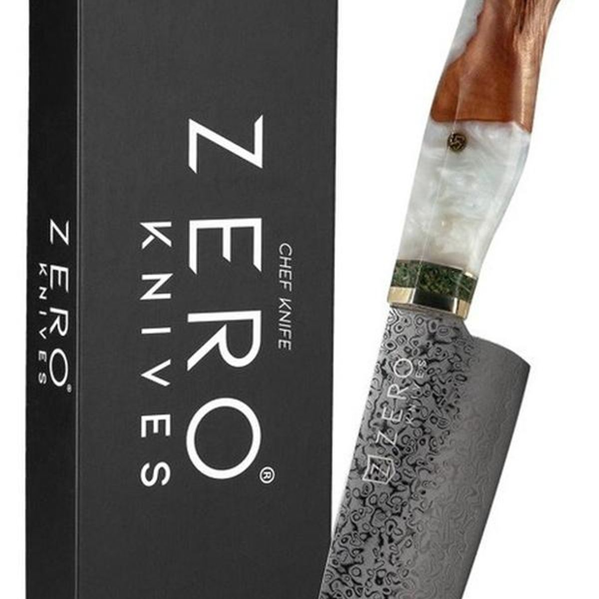 ZERO KNIVES - Cuchillo Acero Damasco 76 - Zero Knives - Vg 10 Pro - Blanco
