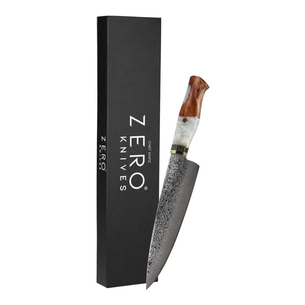 ZERO KNIVES - Cuchillo Acero Damasco 76 - Zero Knives - Vg 10 Pro - Blanco