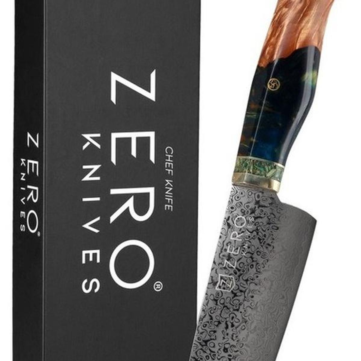 ZERO KNIVES - Cuchillo Acero Damasco 76 - Zero Knives - Vg 10 Pro - Azul oscuro