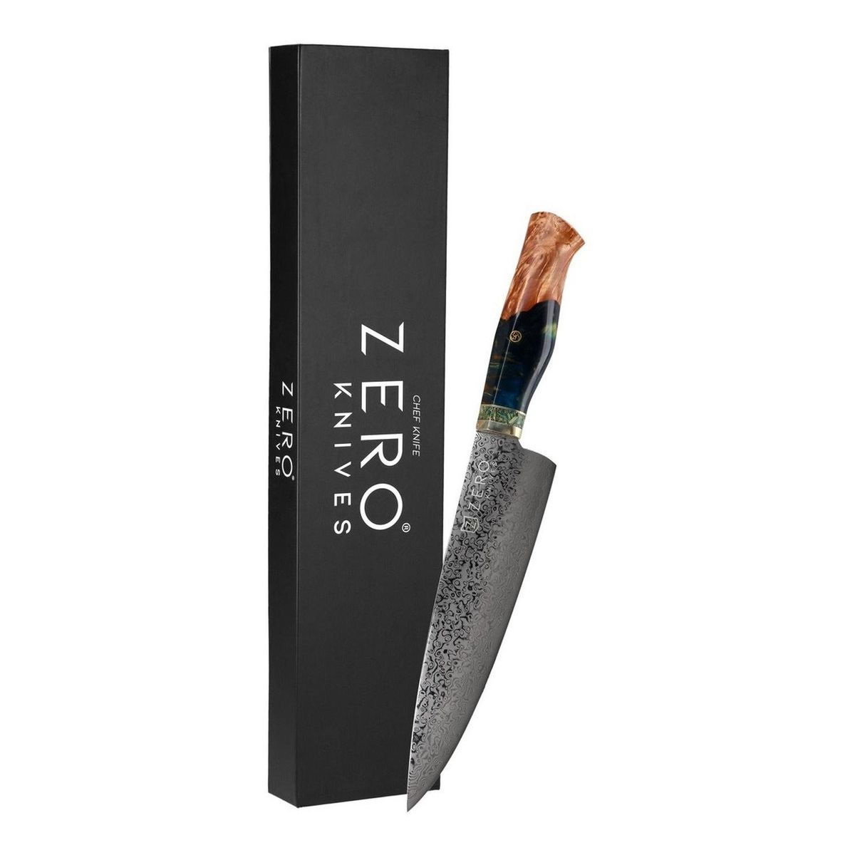 ZERO KNIVES - Cuchillo Acero Damasco 76 - Zero Knives - Vg 10 Pro - Azul oscuro