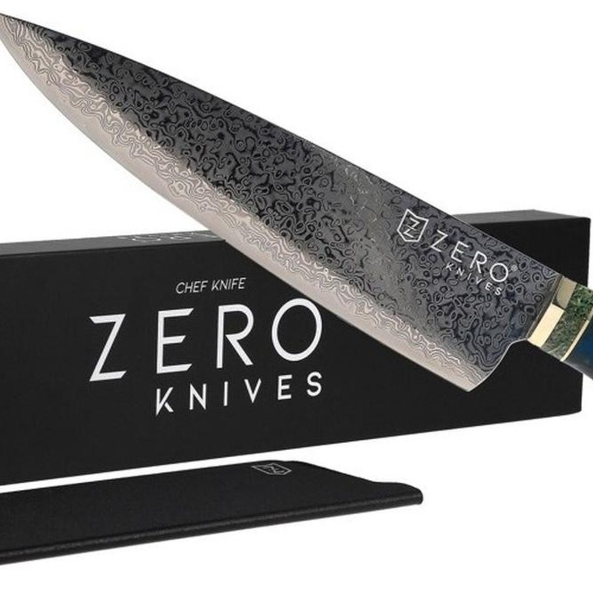 ZERO KNIVES - Cuchillo Acero Damasco 76 - Zero Knives - Vg 10 Pro - Azul oscuro