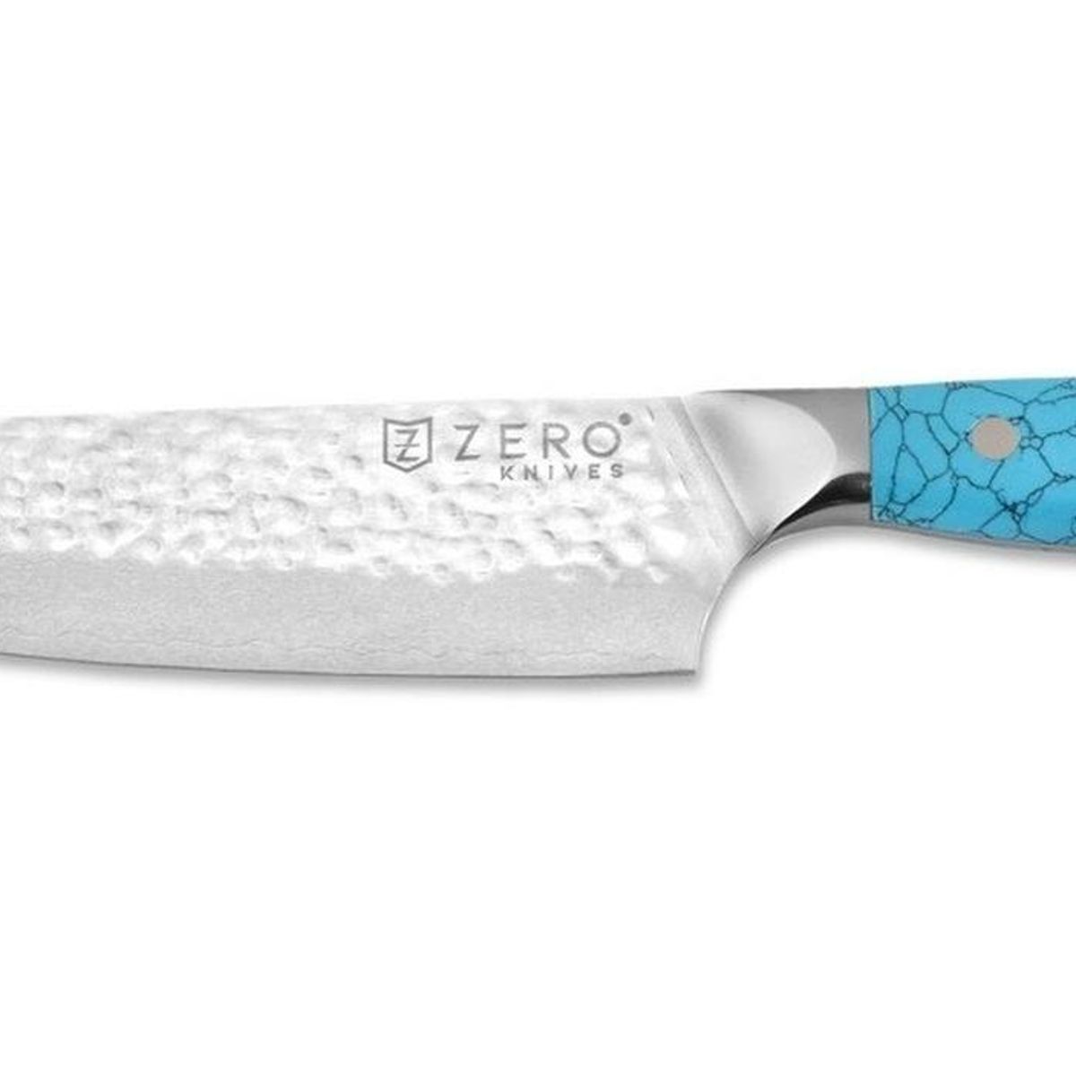 ZERO KNIVES - Cuchillo Acero Damasco 80 Zero Knives - Bt Chef Y Asado Color Celeste