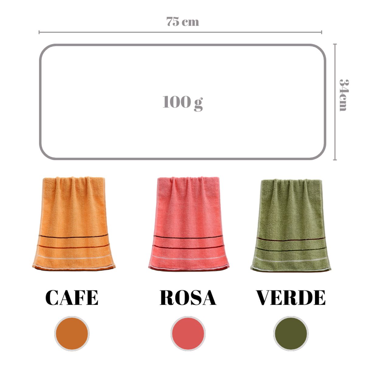 GENERICO - Pack De 6 Toallas De Algodon 75x34 cm Paños Cocina Baño