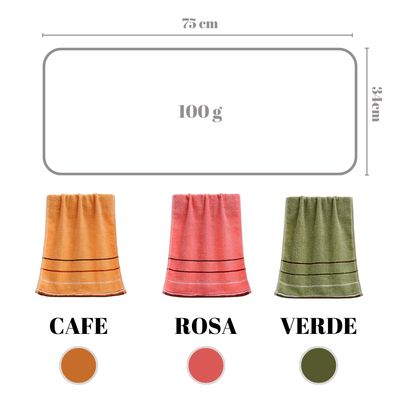 Imagen 2 del producto Pack De 6 Toallas De Algodon 75x34 cm Paños Cocina Baño