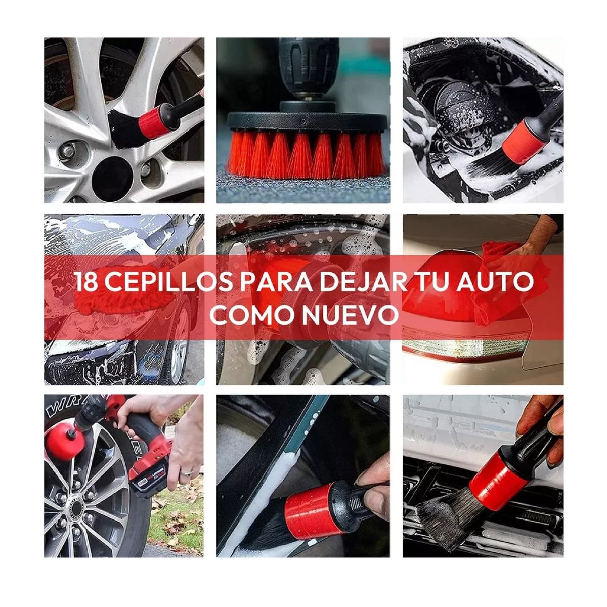 UNIVERSAL - Kit 18 Piezas Limpieza De Auto Interior Y Exterior