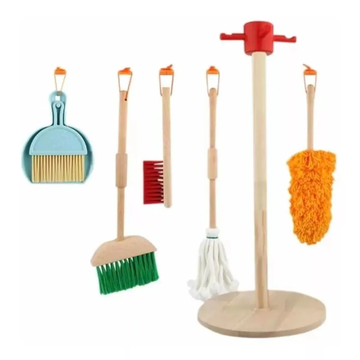 GENERICO - Juguete Set De Aseo Y Limpieza Para Niños En Madera 6pzas