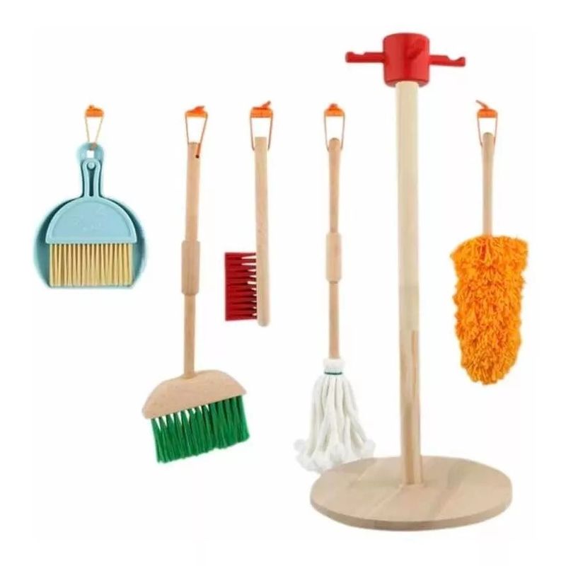 GENERICO - Juguete Set De Aseo Y Limpieza Para Niños En Madera 6pzas