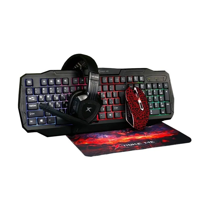 XTRIKE ME - Kit Gamer Mouse Teclado Audifonos Pad Mouse Xtrike Me
