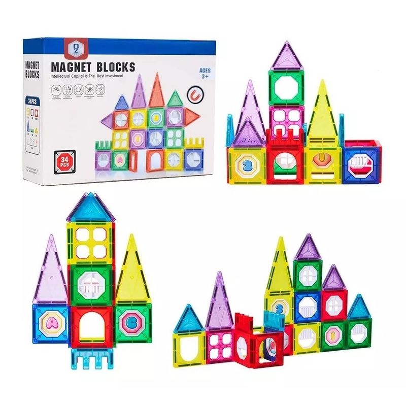 GENERICO - Bloques Magnetico Juego Didactico 34 Pcs Niños