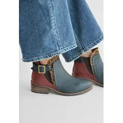 GIANI DAFIRENZE - Botin Mujer De Cuero Angu Negro Burdeo C10