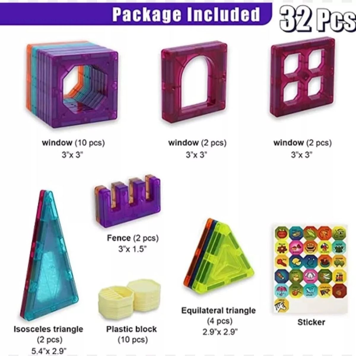 GENERICO - Juego De Construcción Magnético Imán Bloques Niños 32pzs