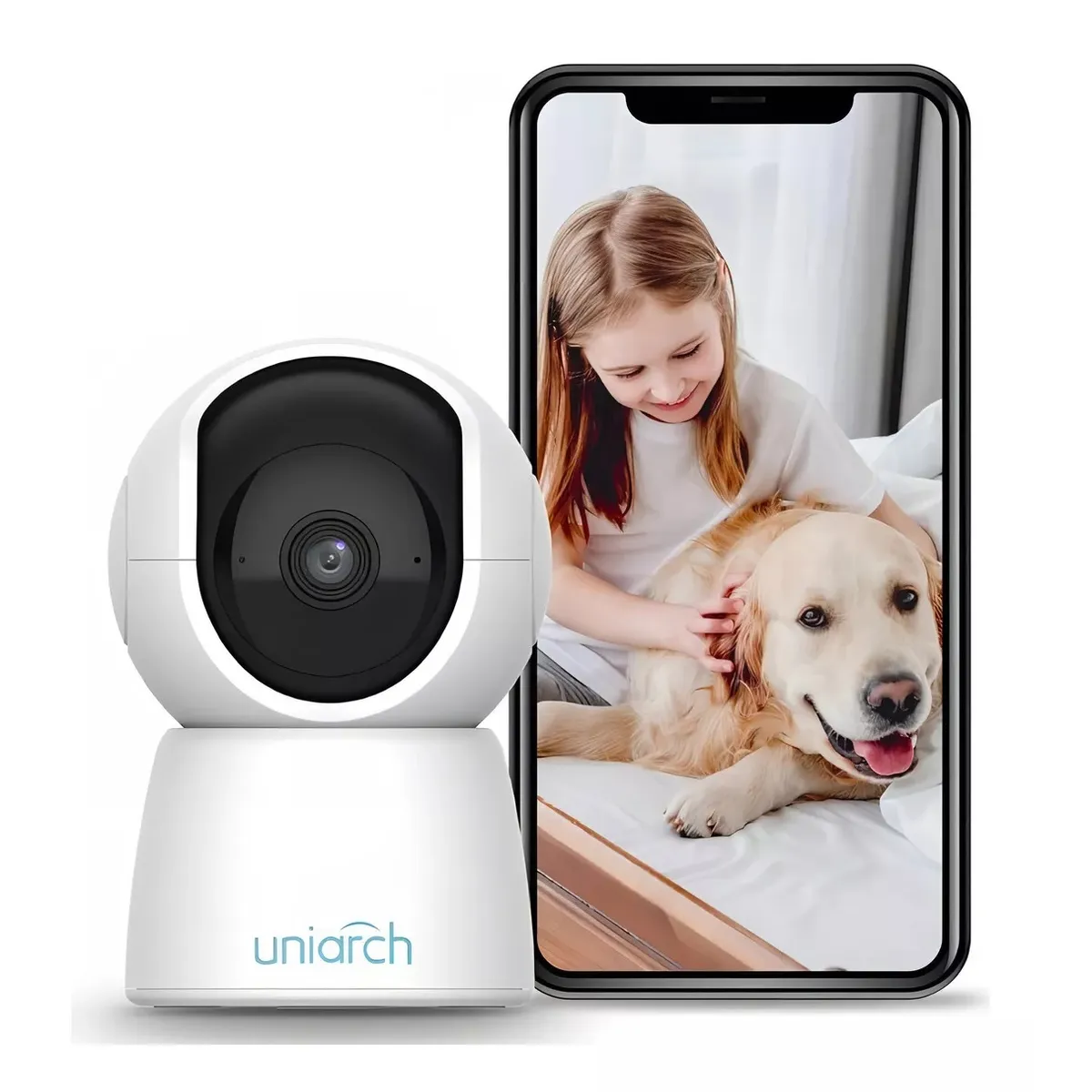 UNIARCH - Cámara Seguridad Wifi 2MP Full HD 360° Visión Nocturna