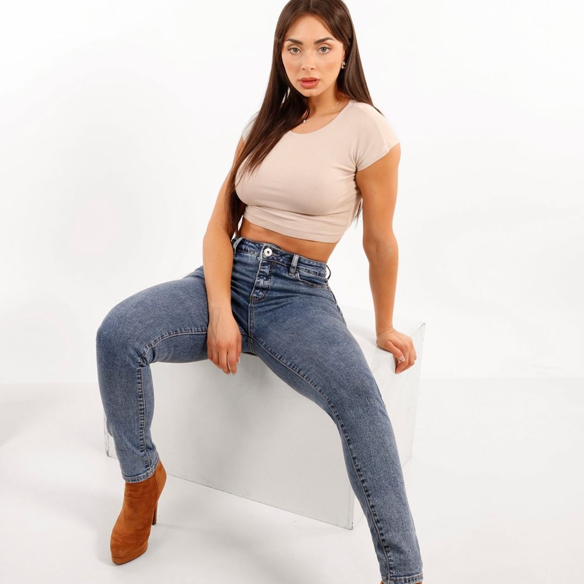 TENTATION - Jeans Pitillo Gravillado Azul Tentation