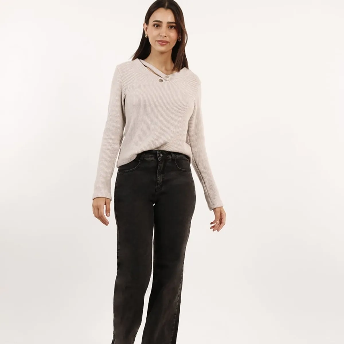 TENTATION - Jeans Wide Leg Nevado Black Tentation