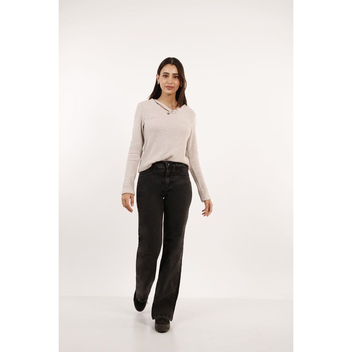 TENTATION - Jeans Wide Leg Nevado Black Tentation