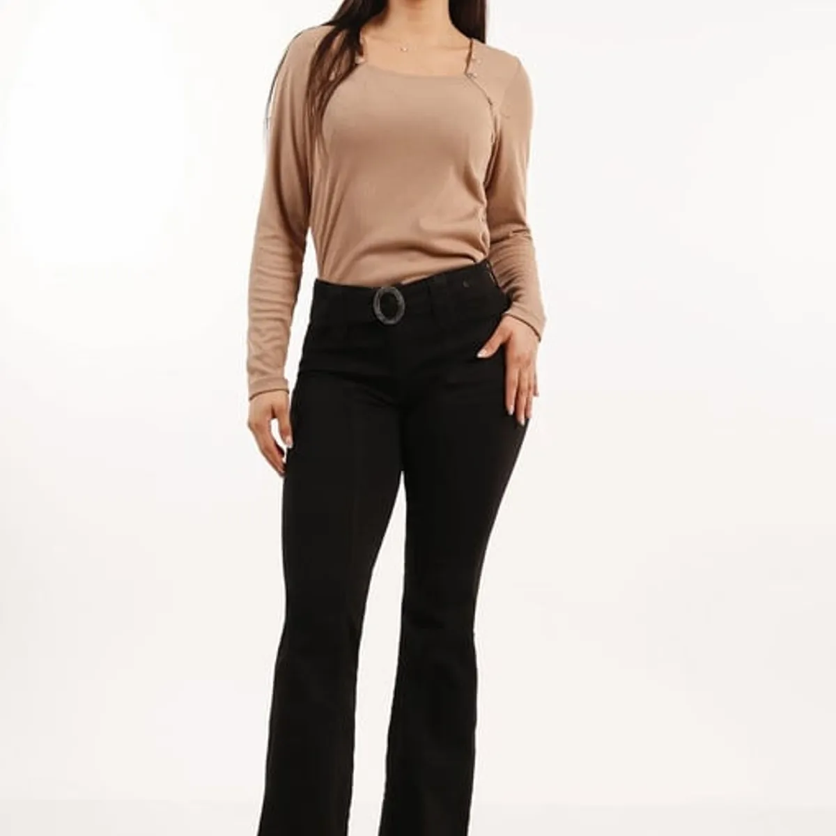 TENTATION - Jeans Cortes Pierna Flare Black Tentation