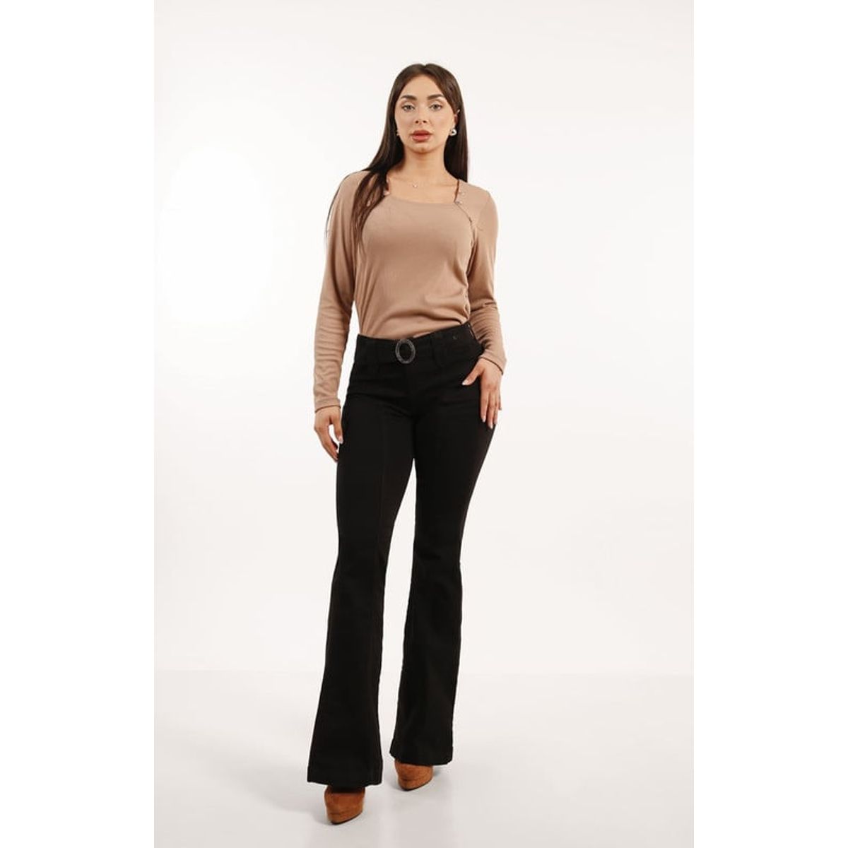 TENTATION - Jeans Cortes Pierna Flare Black Tentation