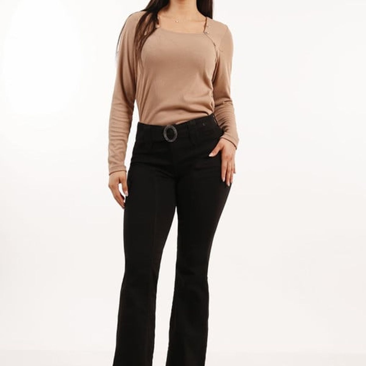 TENTATION - Jeans Cortes Pierna Flare Black Tentation