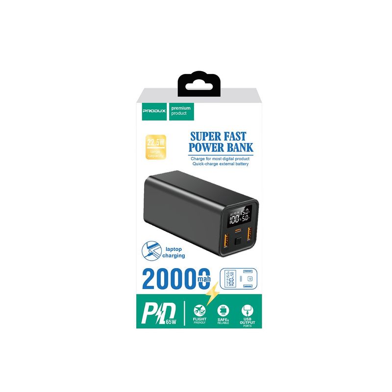 MOTOMO - Power Bank Produx Super Fast Motomo 20000mAh 65W Color Negro