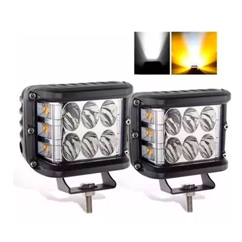 OFERTABKN - Pack X2 Auto Spot Bicolor 36w 4x4 Estrobo Blanco + Amarillo