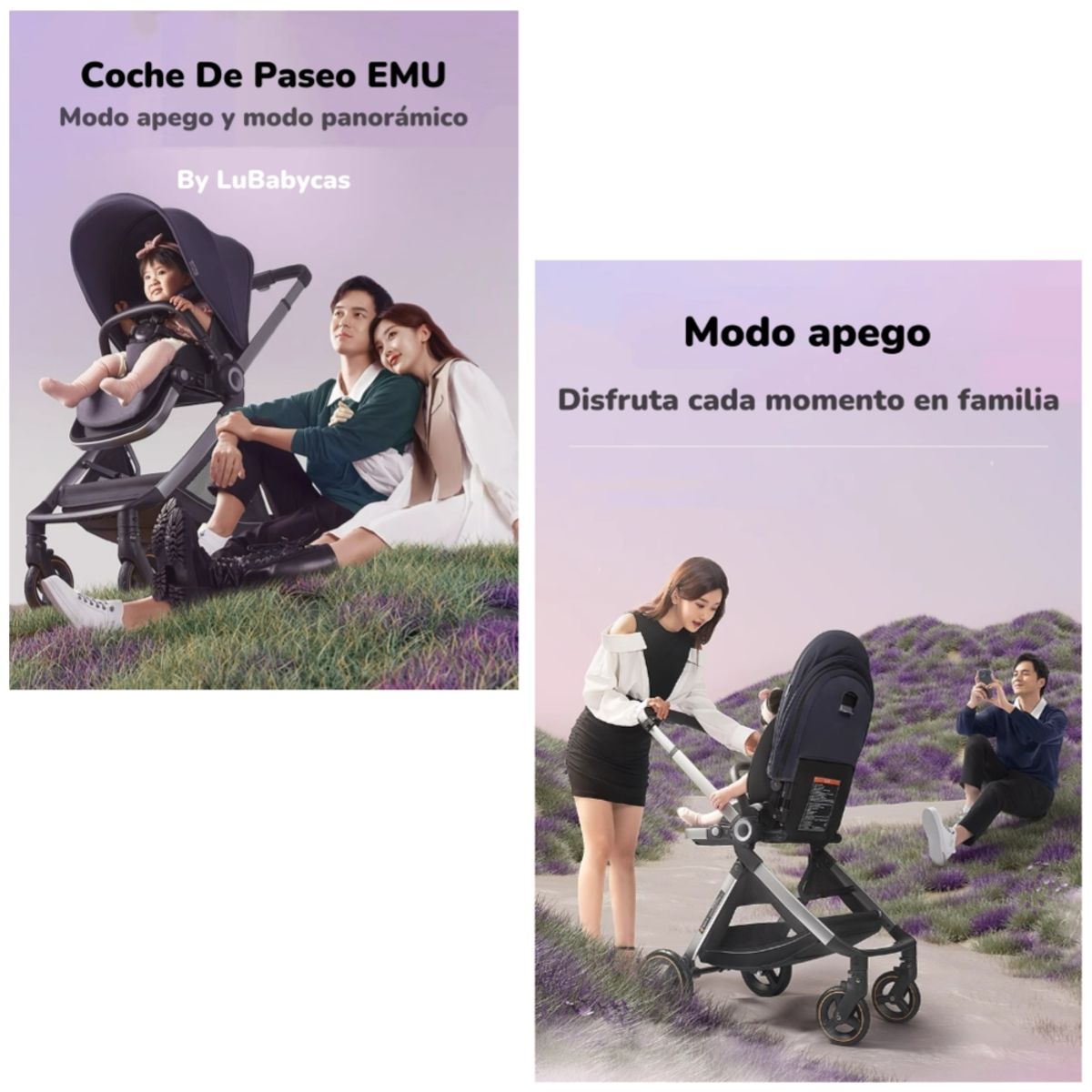 LUBABYCAS - Coche De Paseo De Aluminio 2 Modos EMU Azul LuBabycas