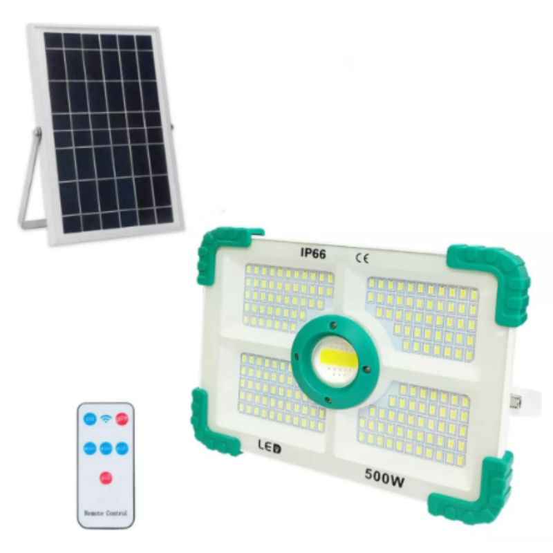 GENERICO - Foco Reflector188LED 500W IP66 Panel Solar Control Remoto