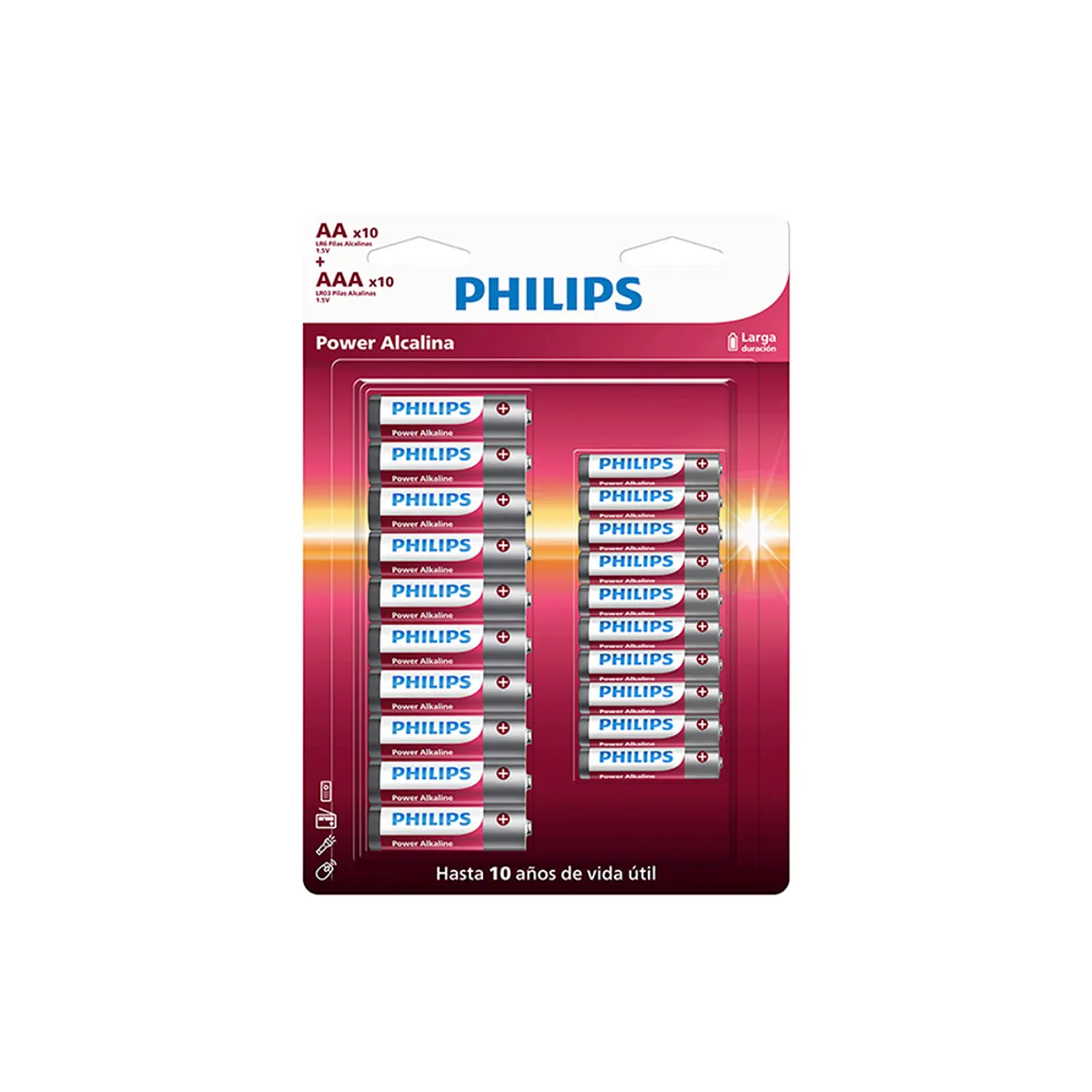 PHILIPS - Pila Alcalina AAx10 + AAAx10 Philips