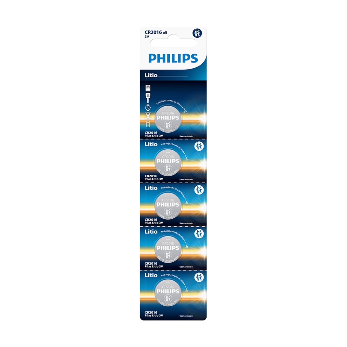 PHILIPS - Pila de Litio CR2016 x5 Philips