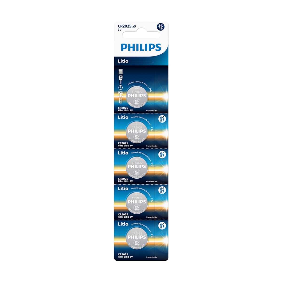 PHILIPS - Pila de Litio CR2025 x5 Philips
