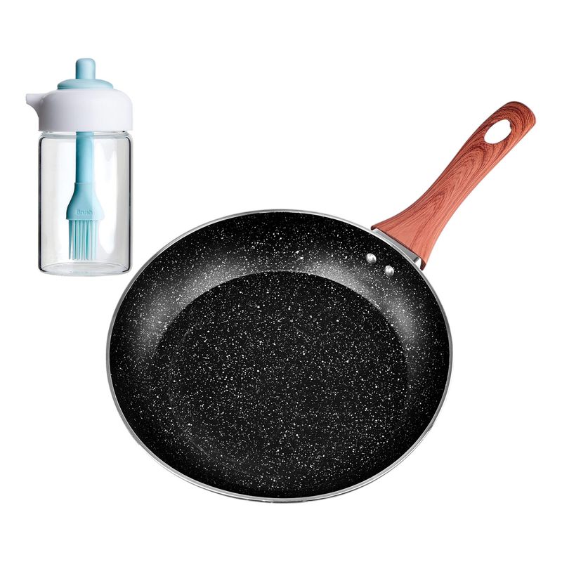 GENERICO - Sarten Wok Antiadherente 20cm + Dispensador De Aceite Brocha
