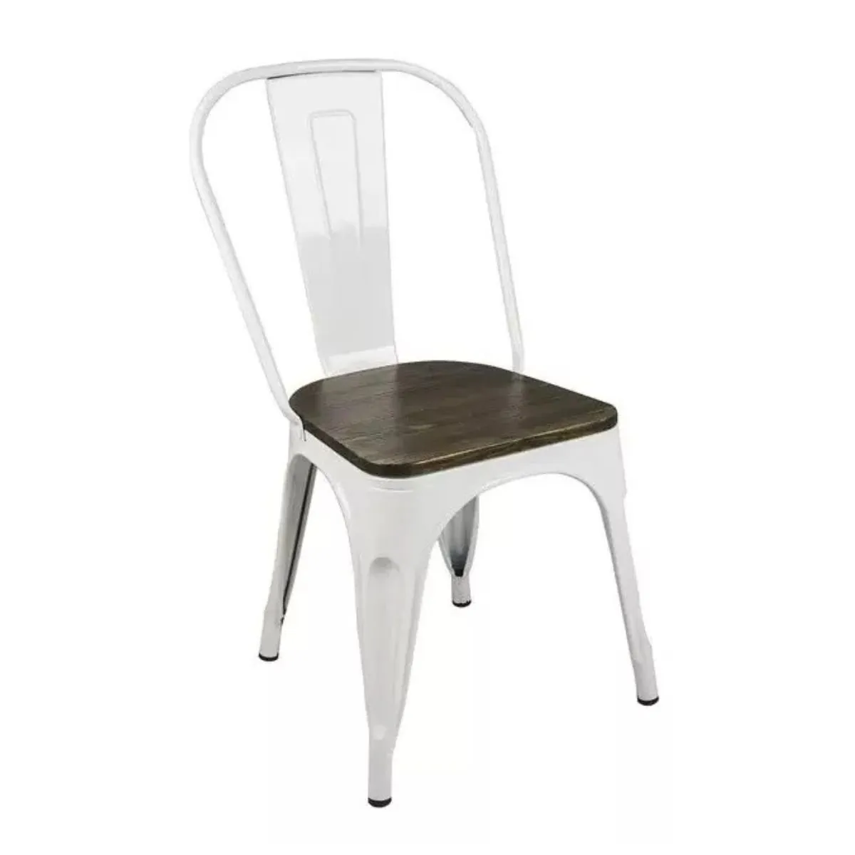 TODODESCUENTO - Pack 4 Sillas/ Tolix Base De Madera/ Blancas/ Comedor/