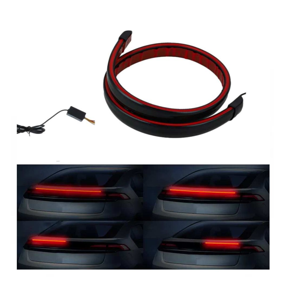 GENERICO - Aleron Lip De Maleta Negro De 4 X 120 Cm Con Luz Led