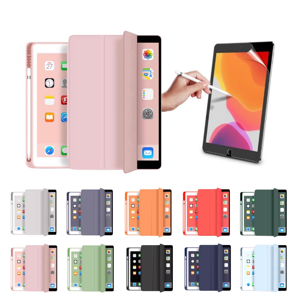 GENERICO - Fundas iPad Más Lámina Paperlike Para iPad 10.2 (7/8/9gen) - Rosa Palo