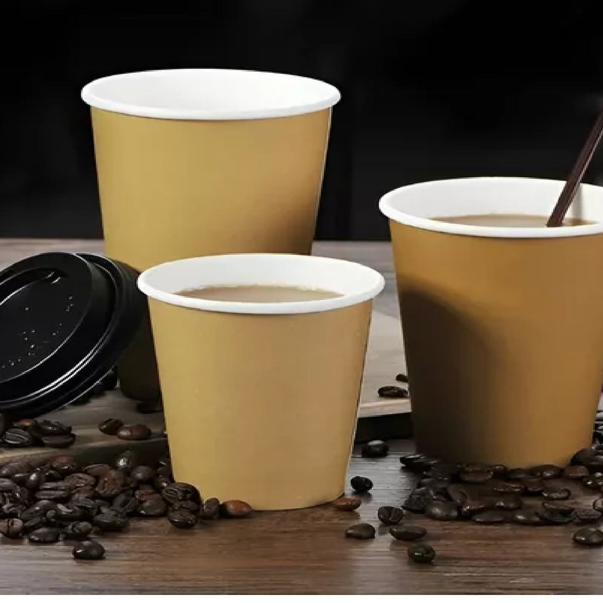 PASTELERIUSCL - 50 Vaso Kraft Vasos Para Cafe Vaso Papel Kraft C/tapa 12oz