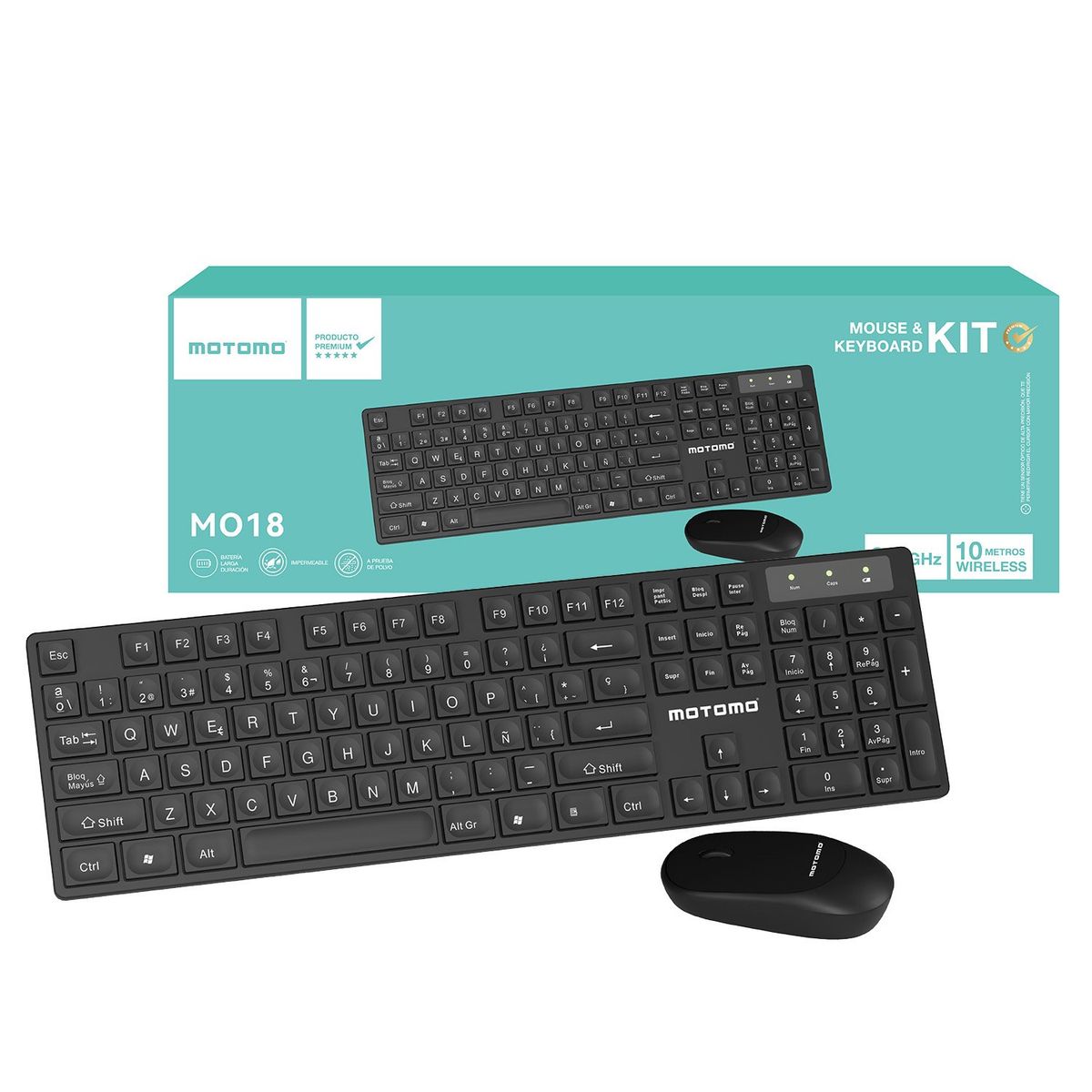 MOTOMO - Kit Teclado y Mouse Inalámbrico Motomo MO-18 Color Negro