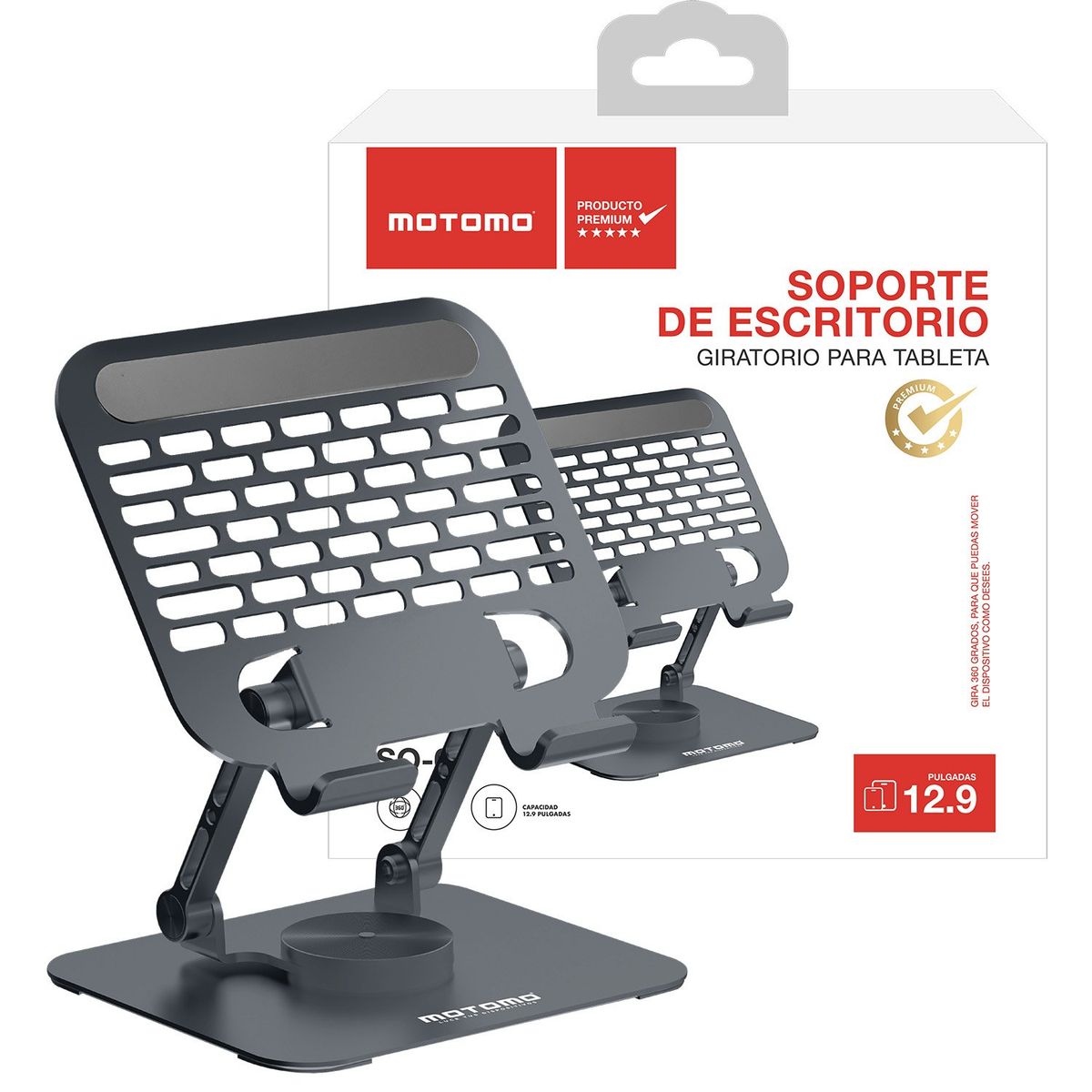 MOTOMO - Soporte para Tablet Motomo SO-02 Color Grafito 129 con Giro 360°