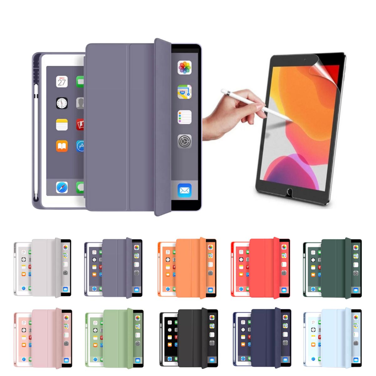 GENERICO - Fundas iPad Más Lámina Paperlike Para iPad 10.2 (7/8/9gen) - Lila