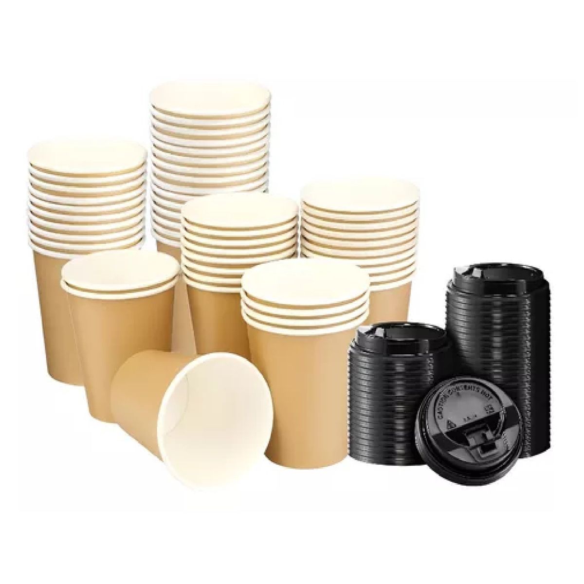 PASTELERIUSCL - X150 Vasos Para Cafe Vaso Kraft Vaso Polipapel Ctapa 12oz
