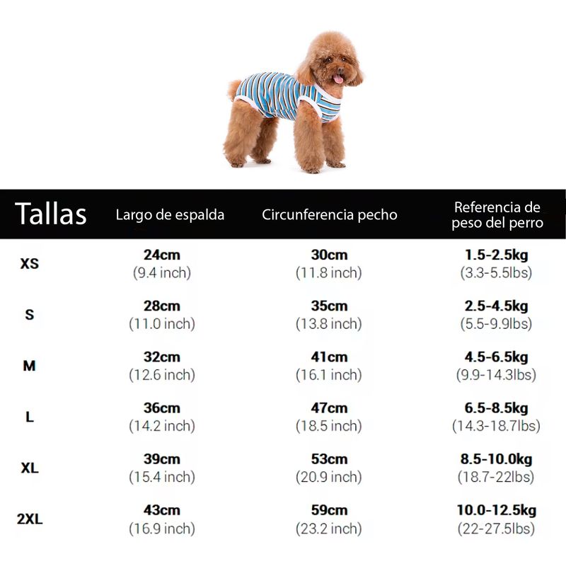 GENERICO - Traje Derecuperación Quirúrgica Azul Y Blanco Para Perros Talla XL