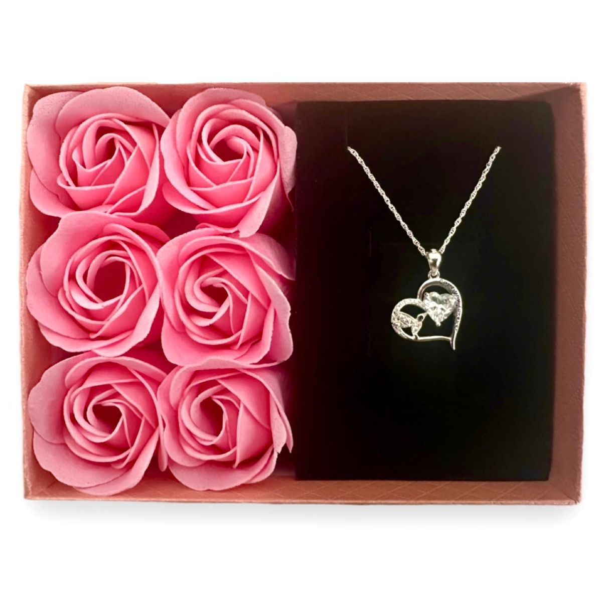 GENERICO - Set Collar Plata te amo Corazón colibri caja Rosas Regalo San Valentin