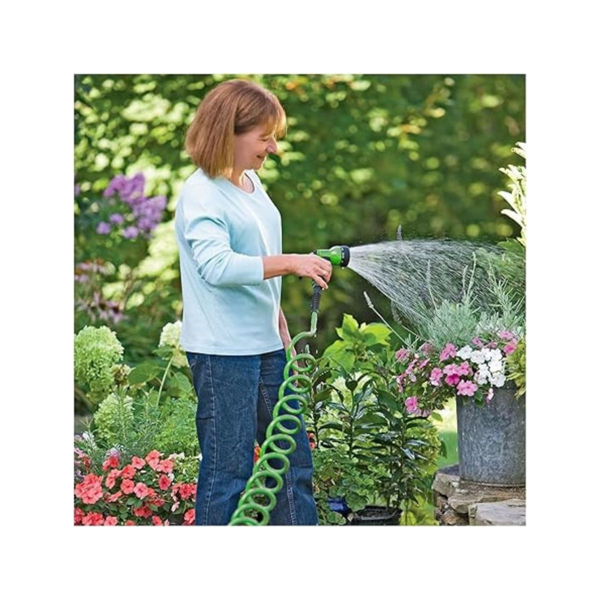 GENERICO - Manguera De Jardín 7,5 Metros Espiral Expandible + Rociador CF