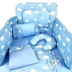 GENERICO - Set para Cuna Estándar Celeste Nubes