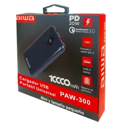 AIWA - Cargador Batería Externa PowerBank 10000Mah Paw-300 Azul Marino