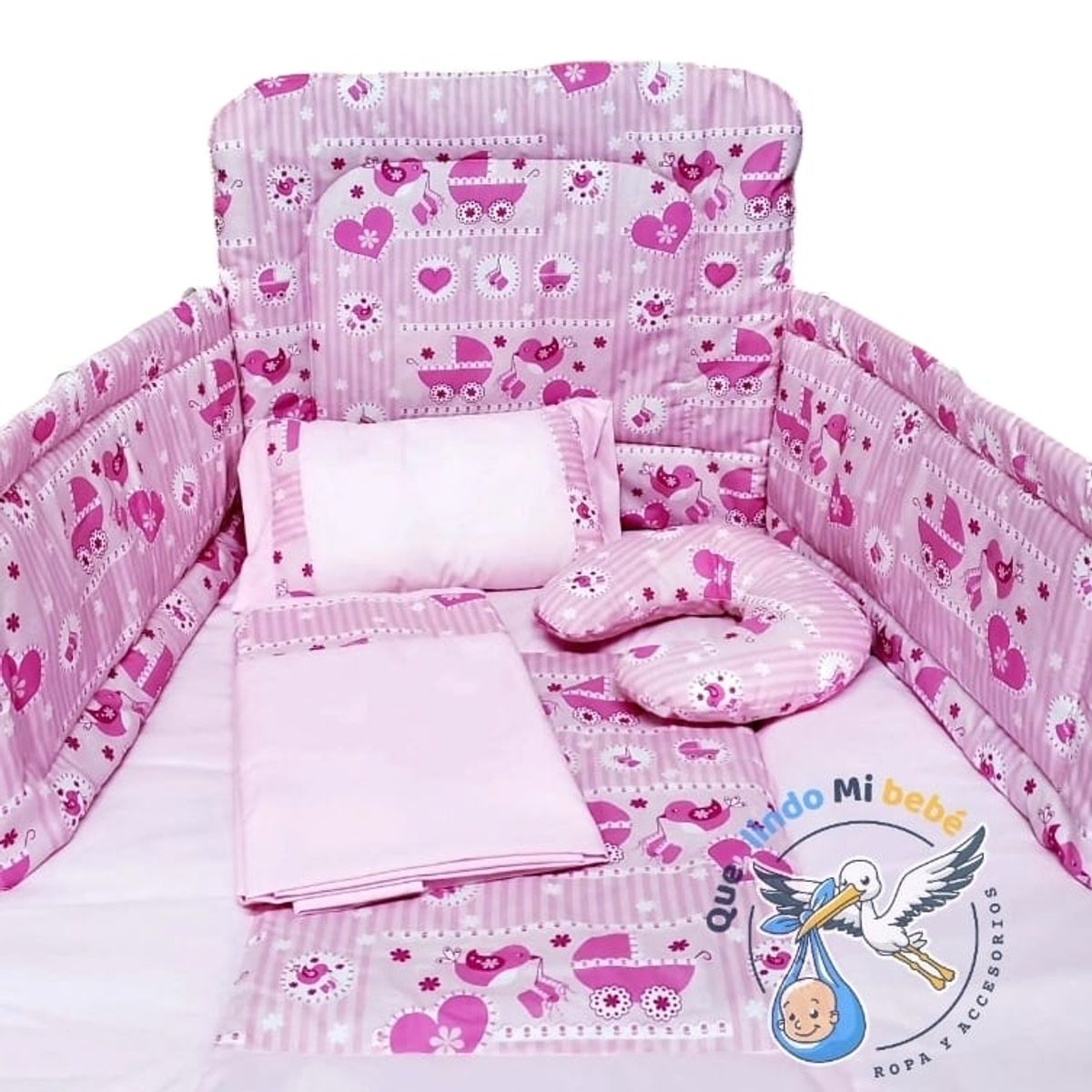 GENERICO - Set para Cuna Estándar Rosado Cochesito