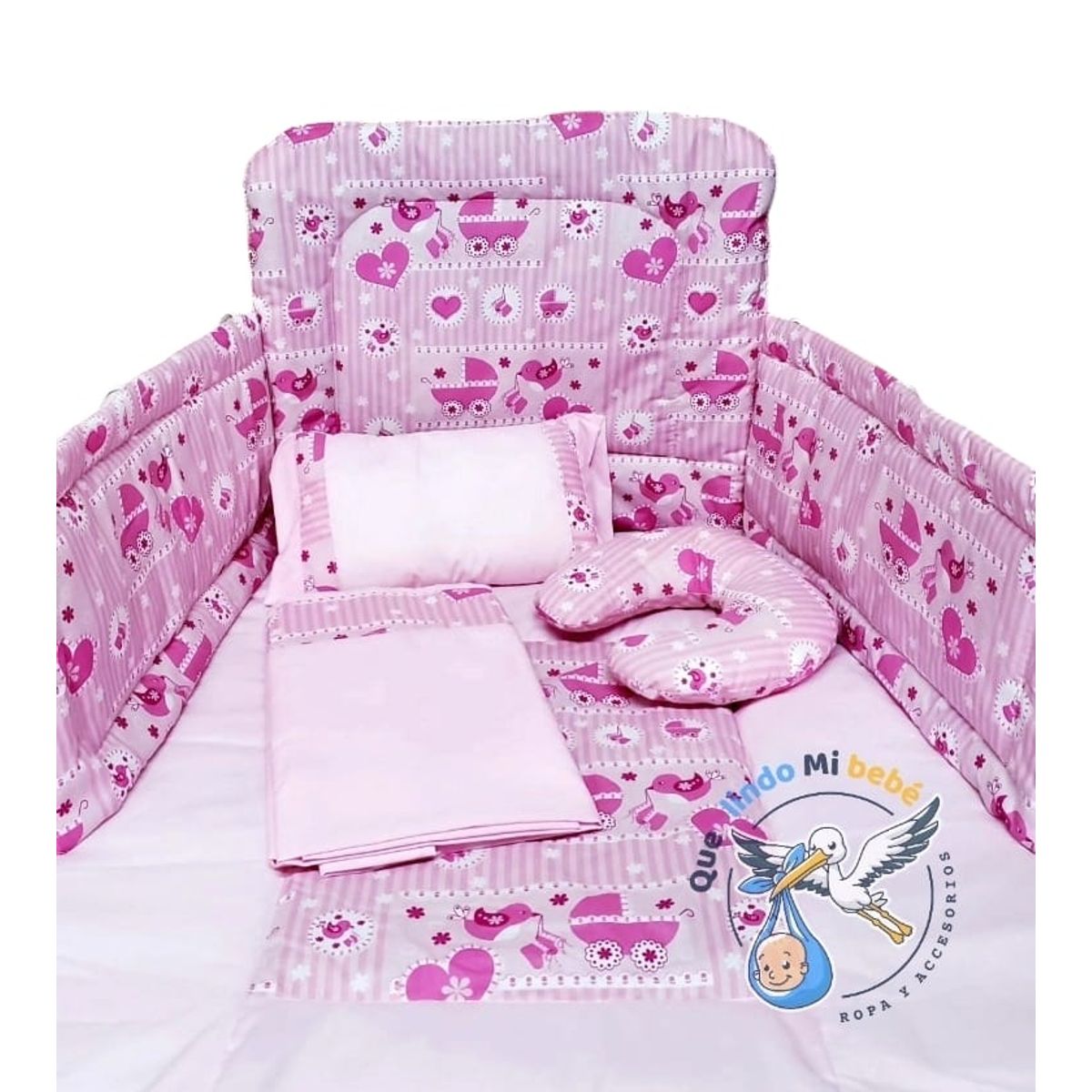 GENERICO - Set para Cuna Estándar Rosado Cochesito